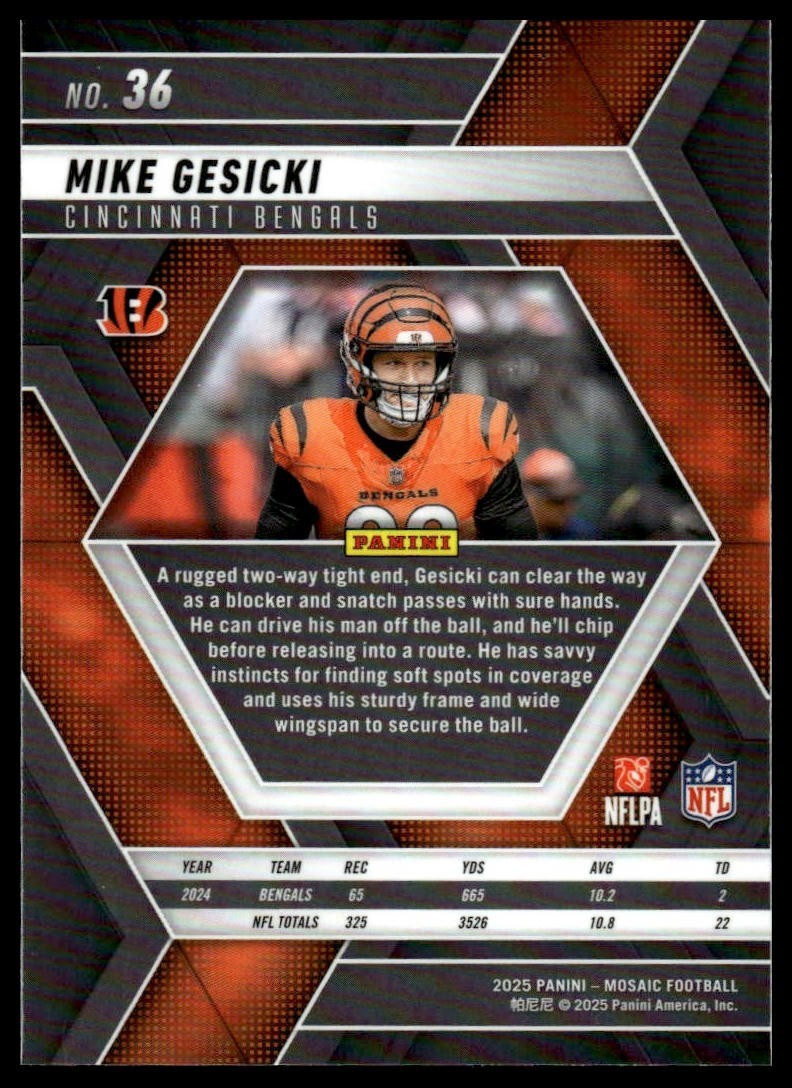 2025 Panini Mosaic #36 Mike Gesicki