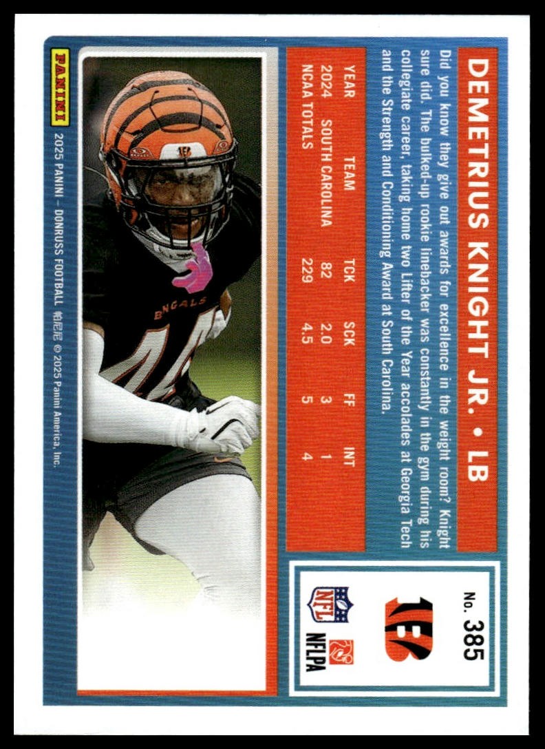 2025 Donruss #385 Demetrius Knight Jr.