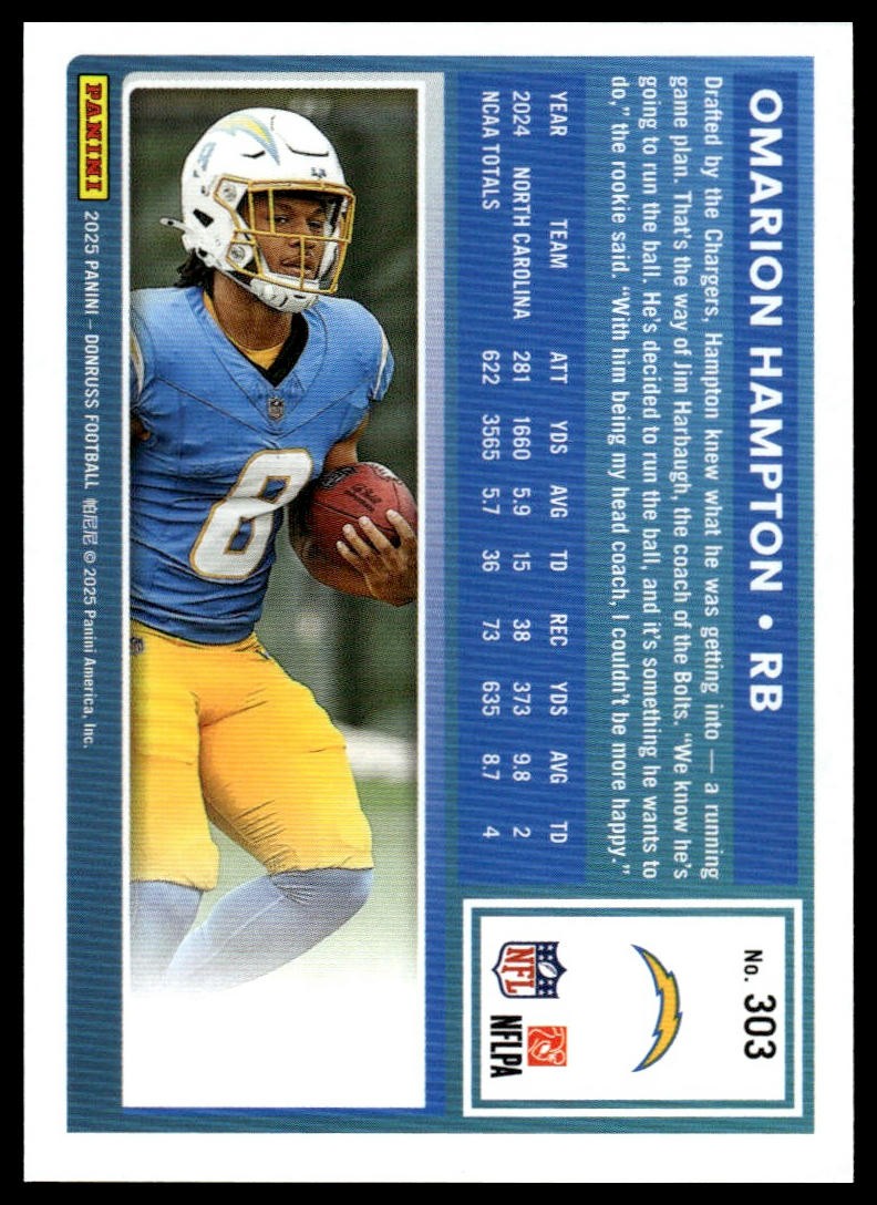 2025 Donruss #303 Omarion Hampton