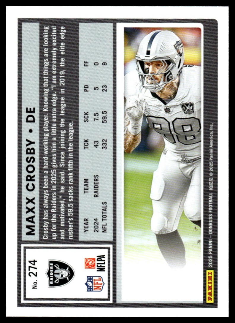 2025 Donruss #274 Maxx Crosby Press Proofs Green