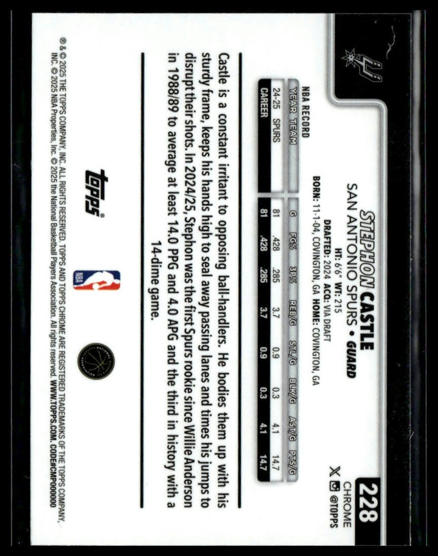 2025-26 Topps Chrome #228 Stephon Castle