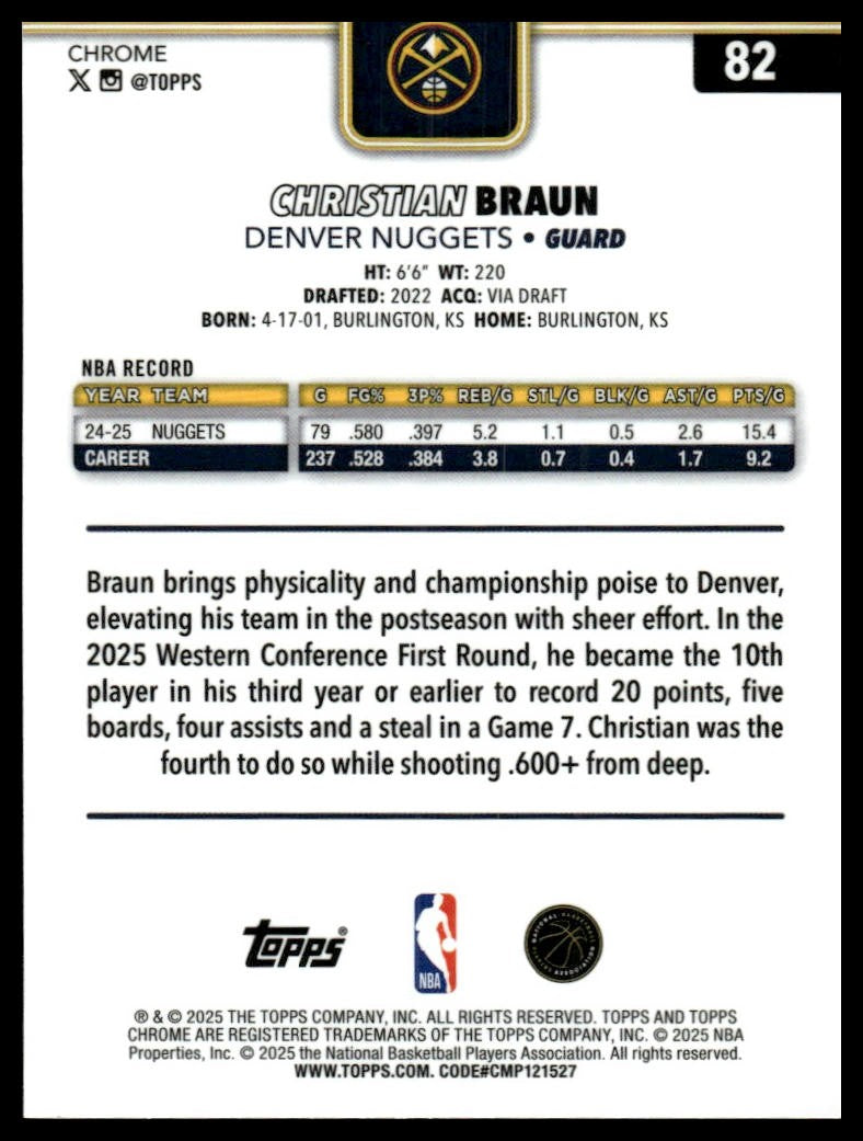 2025-26 Topps Chrome #82 Christian Braun