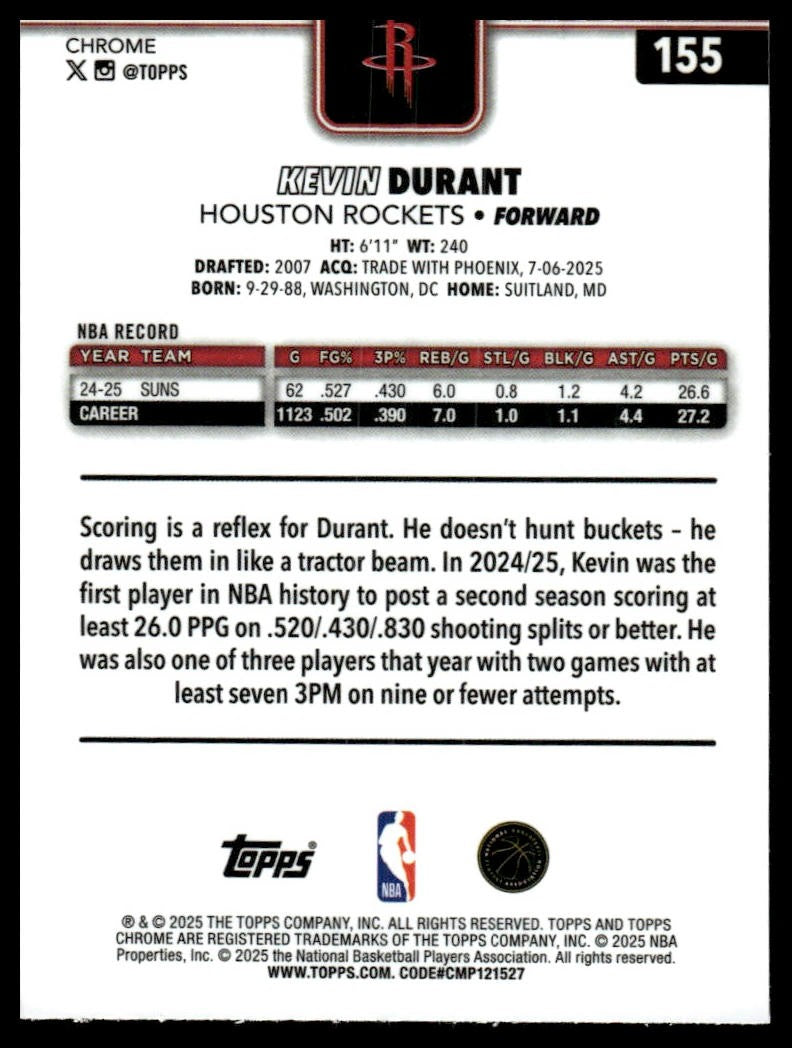 2025-26 Topps Chrome #155 Kevin Durant