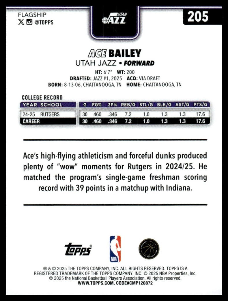 2025-26 Topps #205 Ace Bailey
