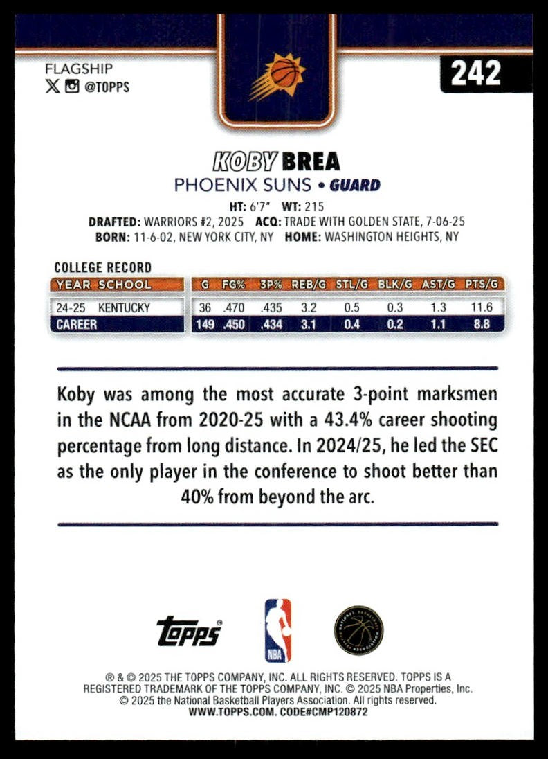 2025-26 Topps #242 Koby Brea