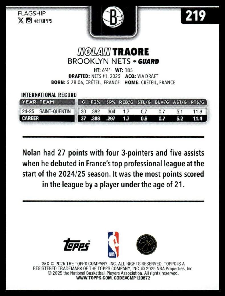 2025-26 Topps #219 Nolan Traore