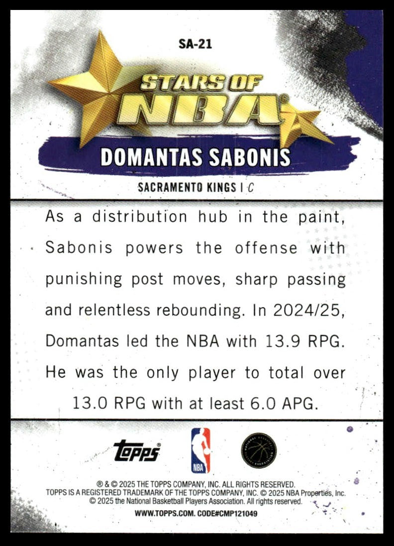 2025-26 Topps #SA-21 Domantas Sabonis Stars of the NBA