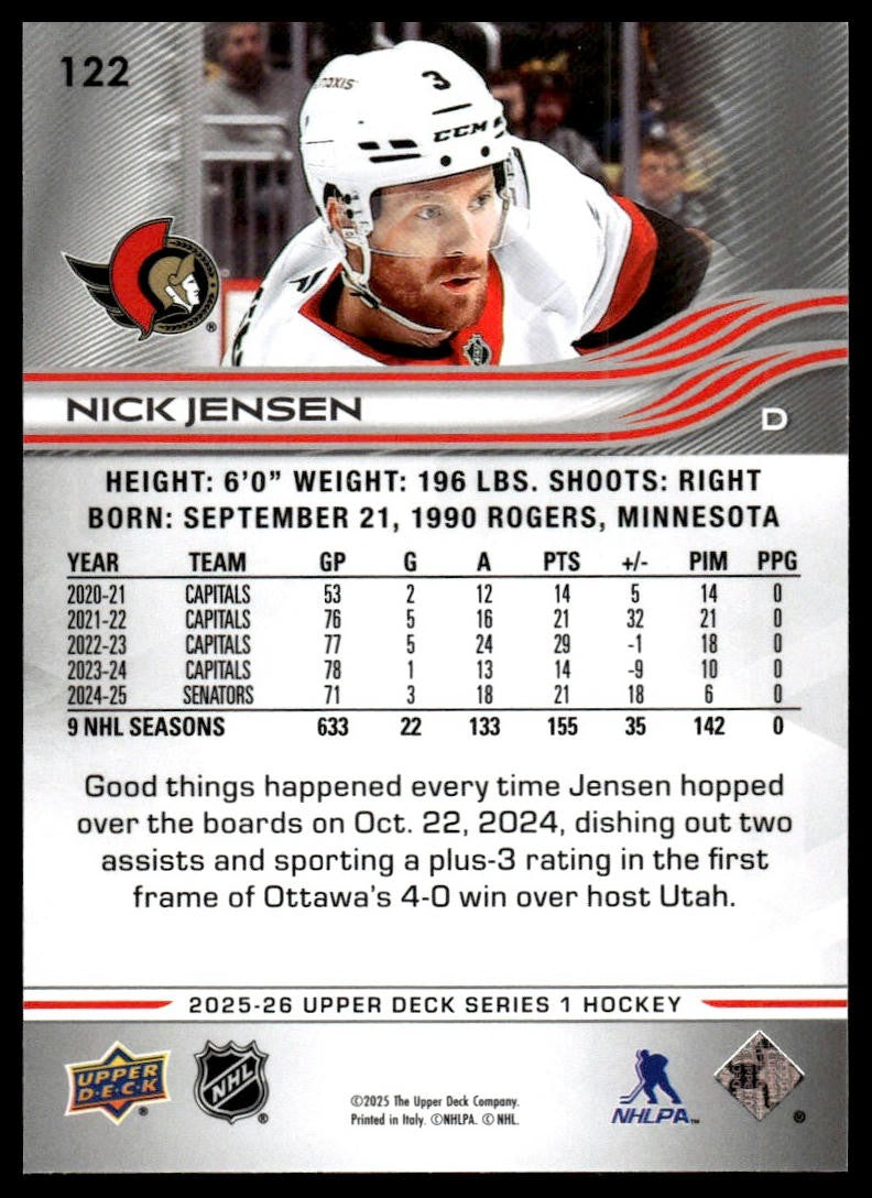2025-26 Upper Deck #122 Nick Jensen