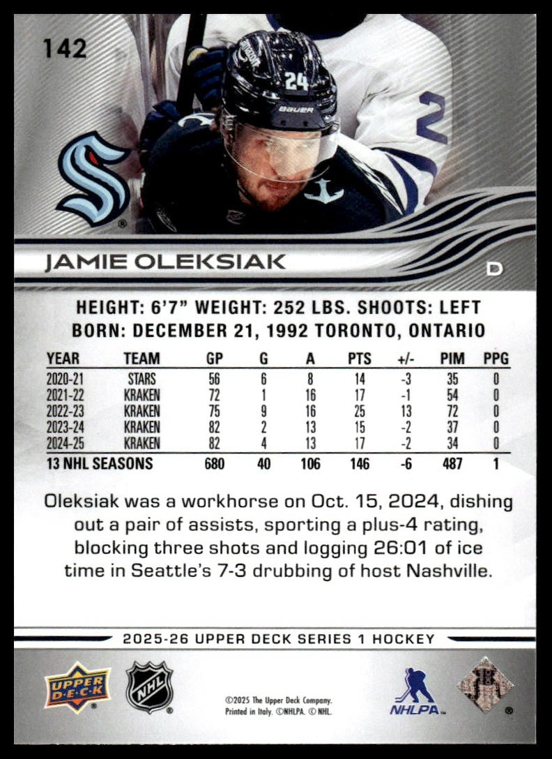 2025-26 Upper Deck #142 Jamie Oleksiak