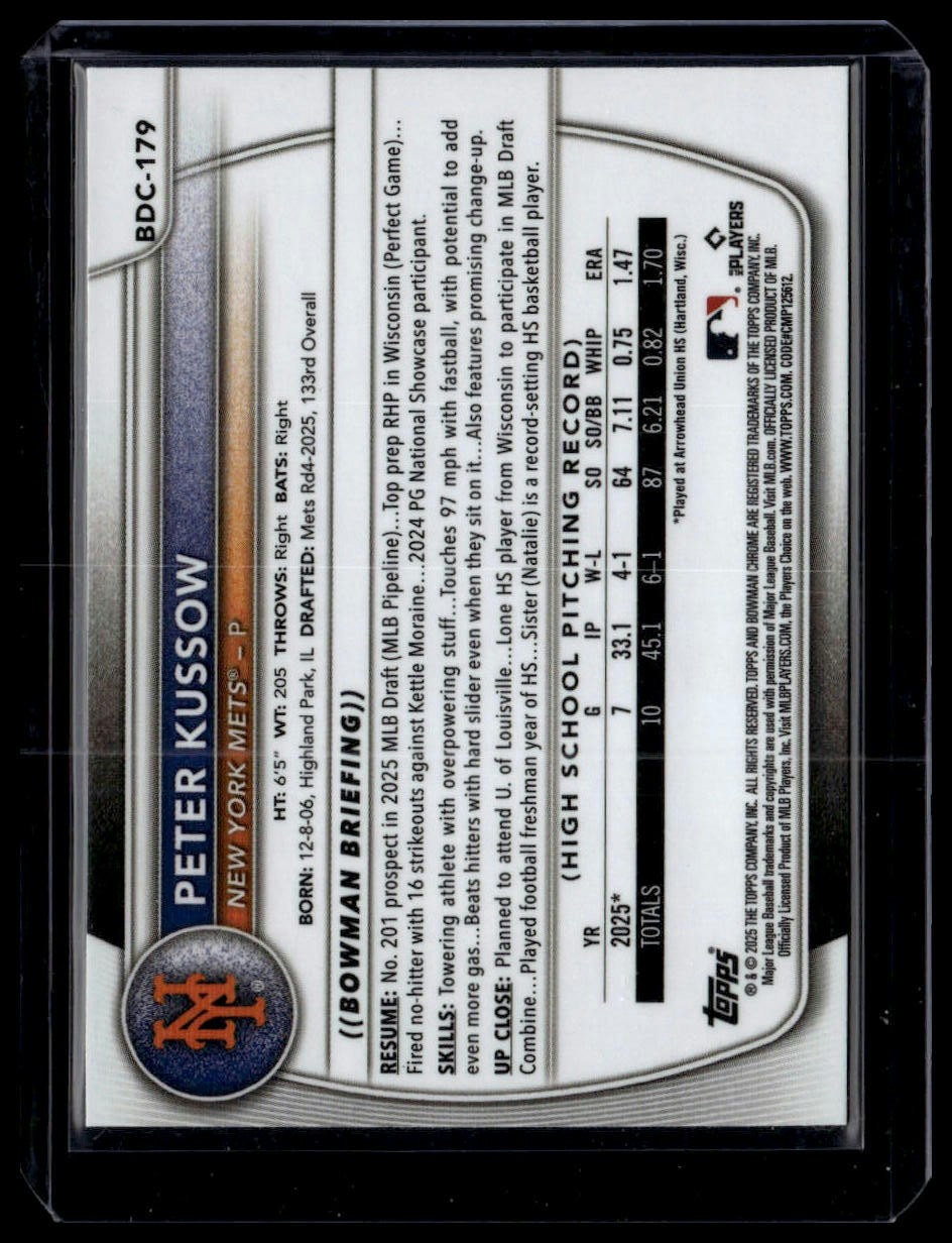 2025 Bowman Draft #BDC-179 Peter Kussow Chrome