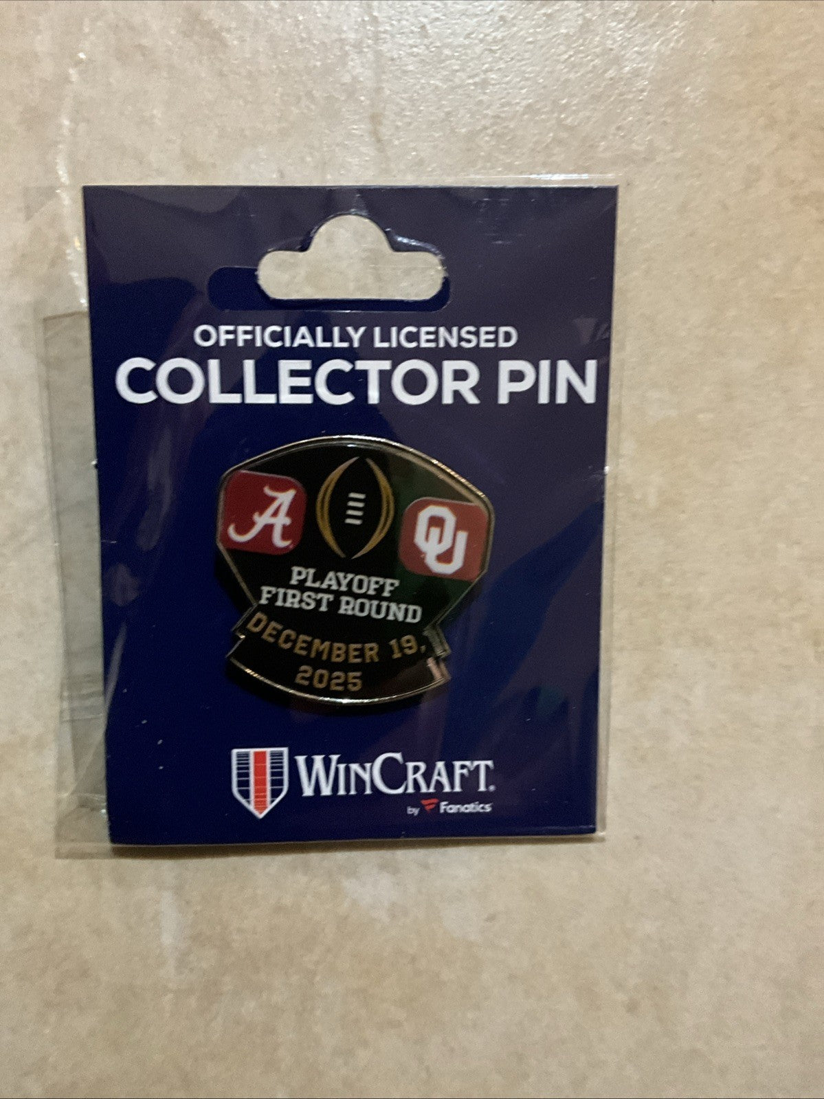 2025 2026 CFP First Round Pin Alabama Crimson Tide vs Oklahoma Sooners 12/19/25